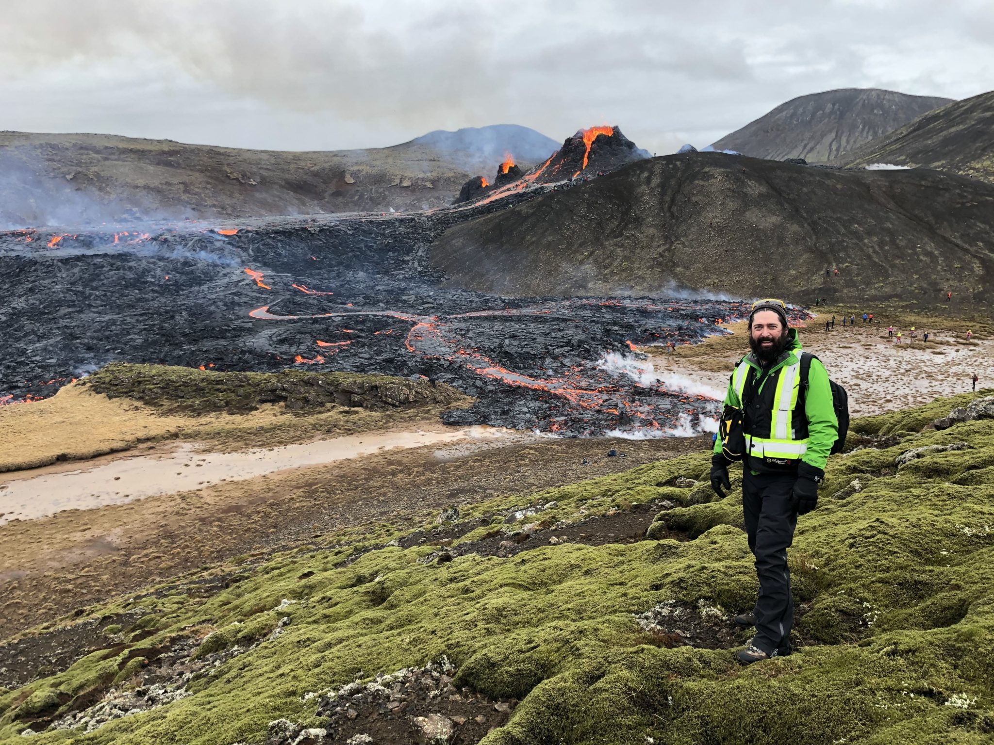Fulbright-NSF Arctic scholar Dr. Christopher Hamilton visiting the Fagradal Volcano in 2021